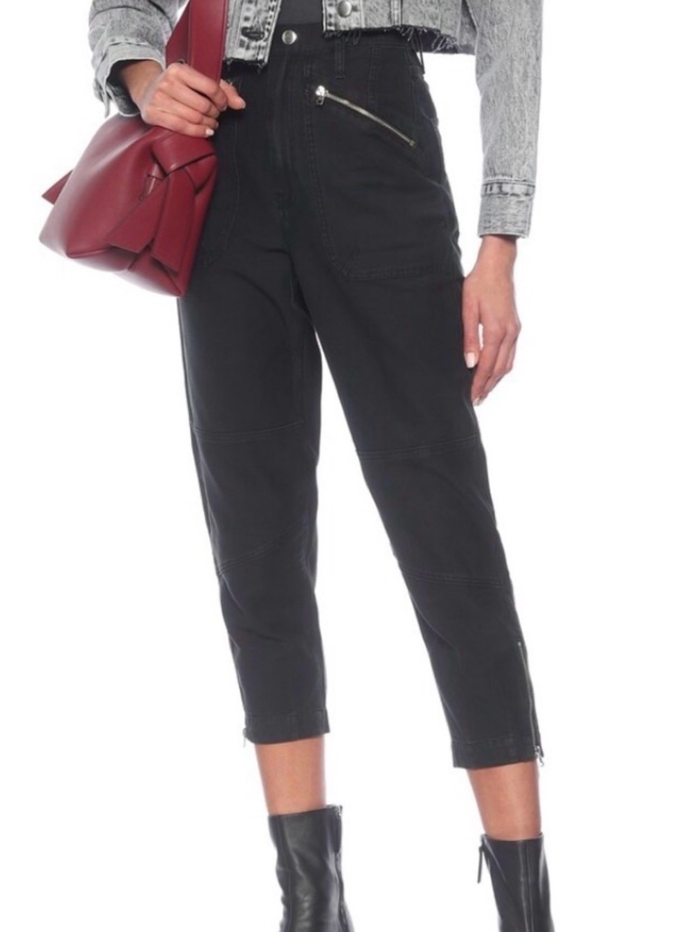 FRAME Like New Moto Zip high-rise straight jeans in washed black 27